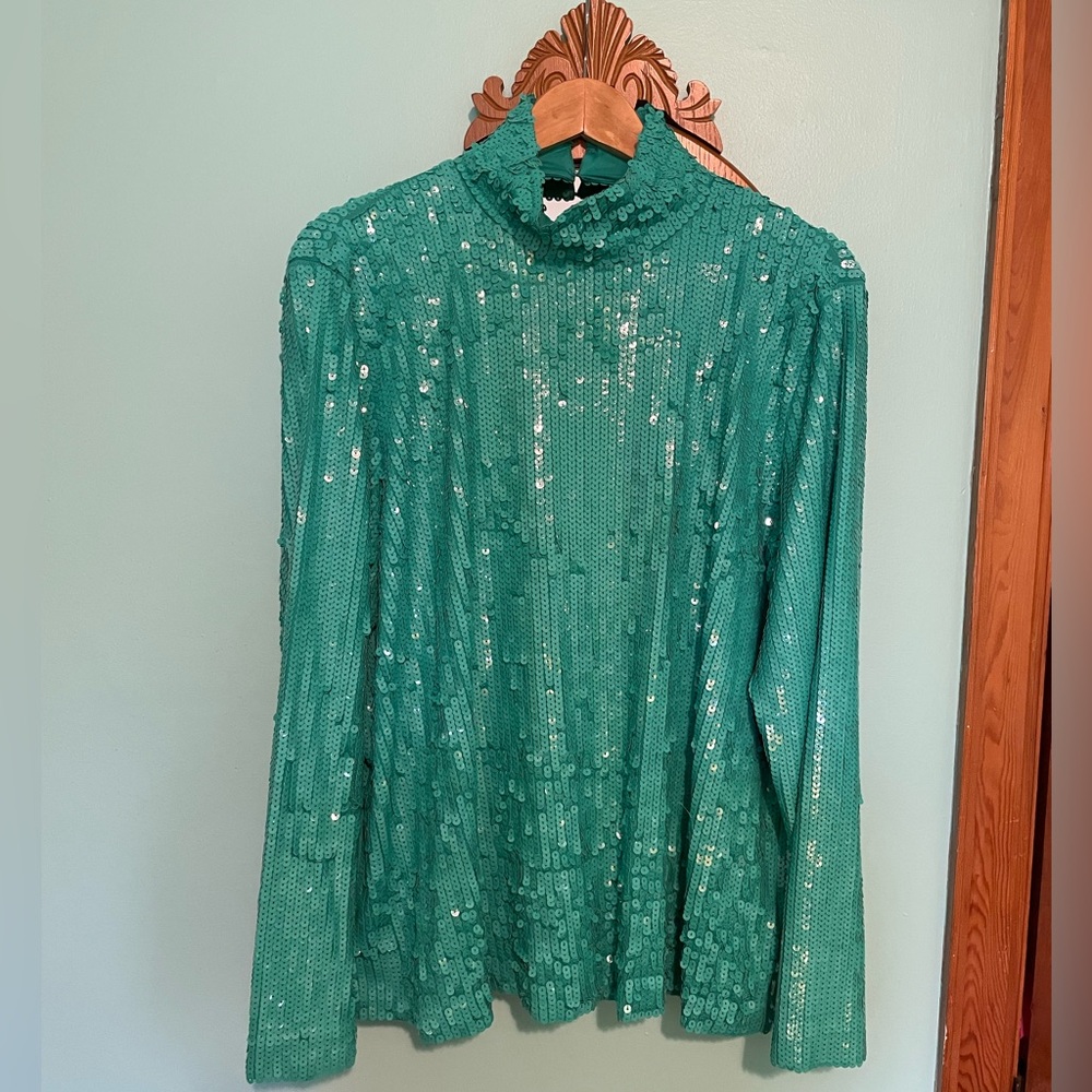 COS Teal Sequin Blouse